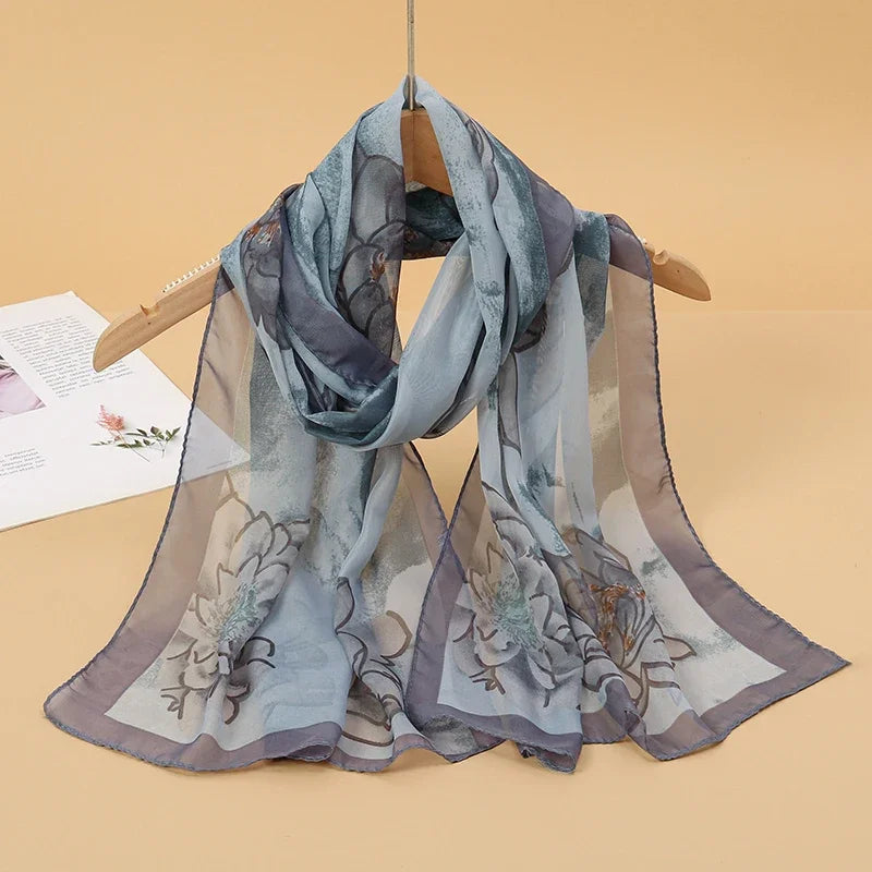 Printed Chiffon Scarf — Lightweight Sun-Protection Beach Shawl Wrap — view 20 of scarves