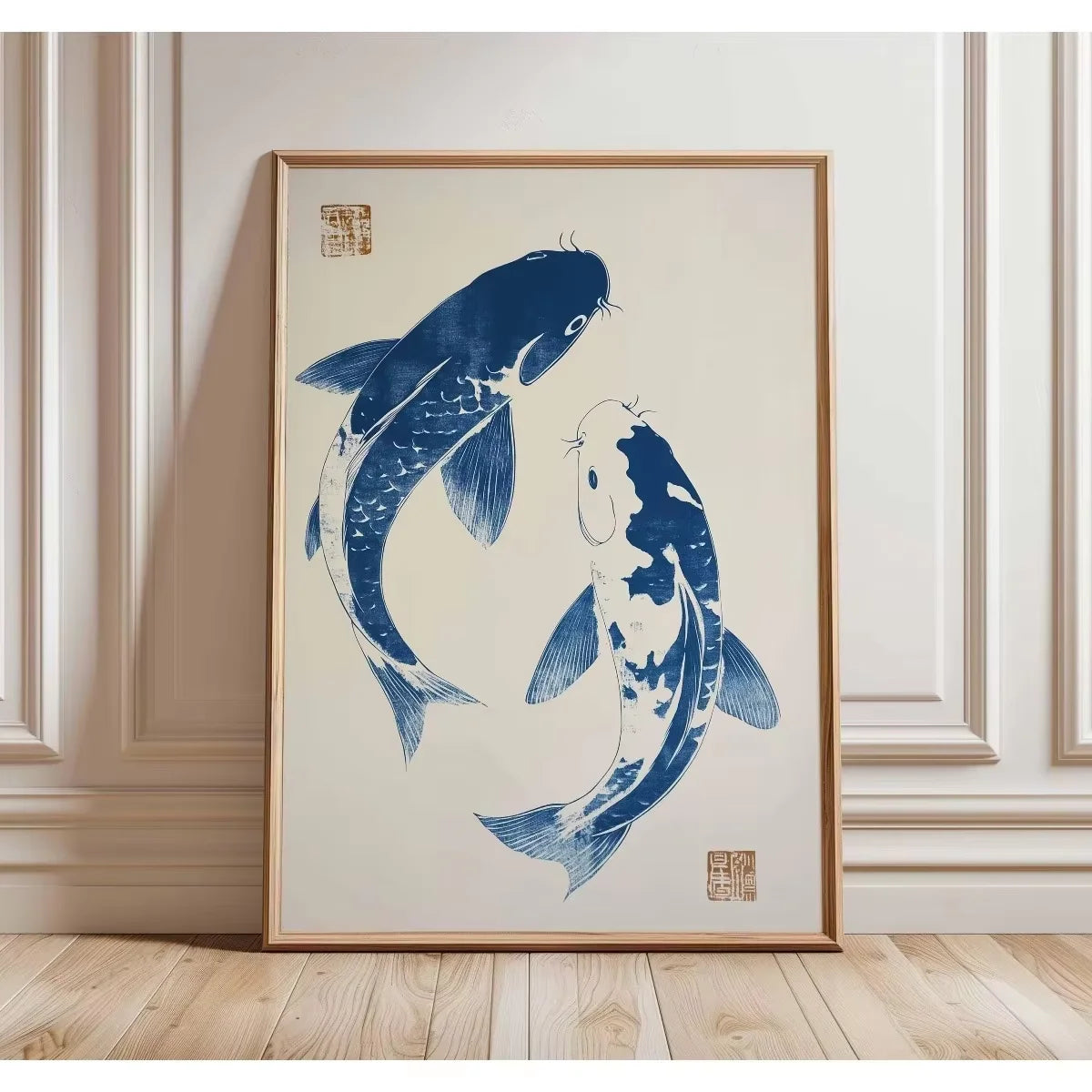 Japanese Red Koi Fish Canvas Poster &mdash; Modern Minimalist Wall Art for Bedroom &amp; Kitchen