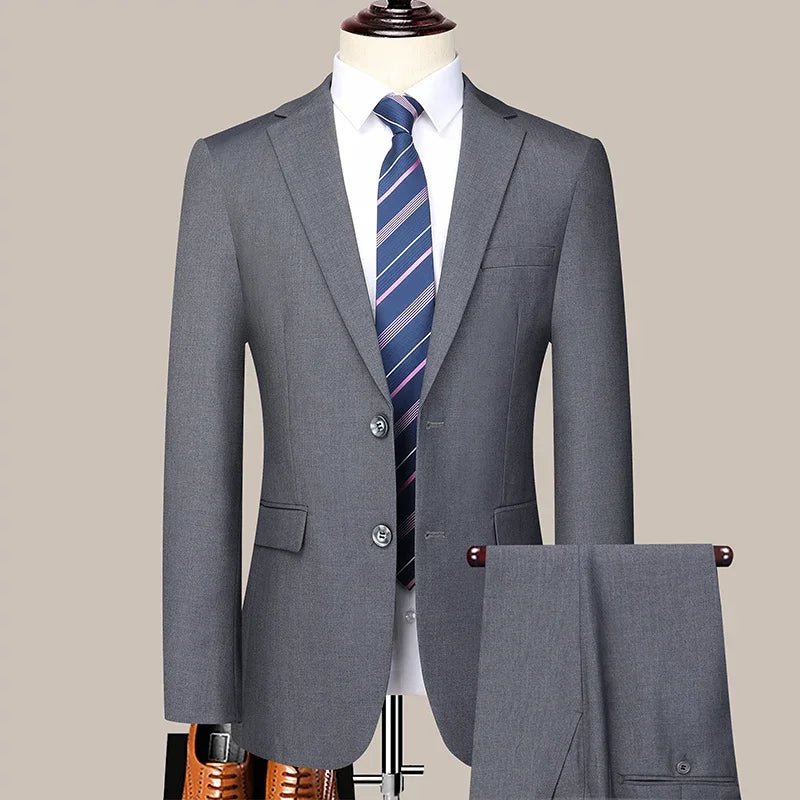 2024 Two-button Suit for Men (suit + Trousers) Handsome Slim-fit Business Professional Work Formal Two-piece Set  S-6XL