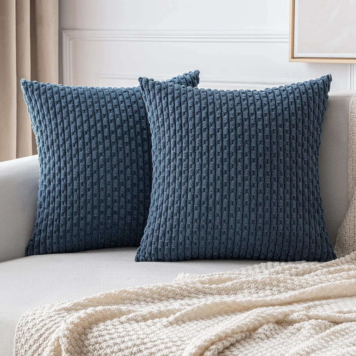 Spring Corduroy Throw Pillow Cover &mdash; 20&times;20 in Farmhouse Boho Striped Cushion Case — view 15 of cushion covers & pillow cases