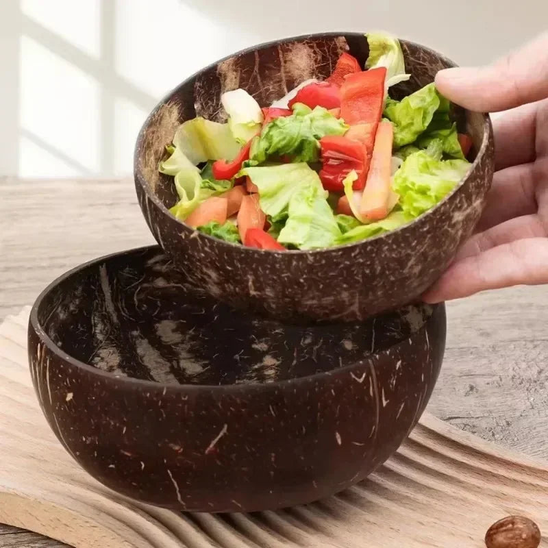 Natural Coconut Bowls Set &mdash; Reusable Smoothie, Yogurt &amp; Salad Bowls with Wooden Spoon — view 3 of dining & tableware