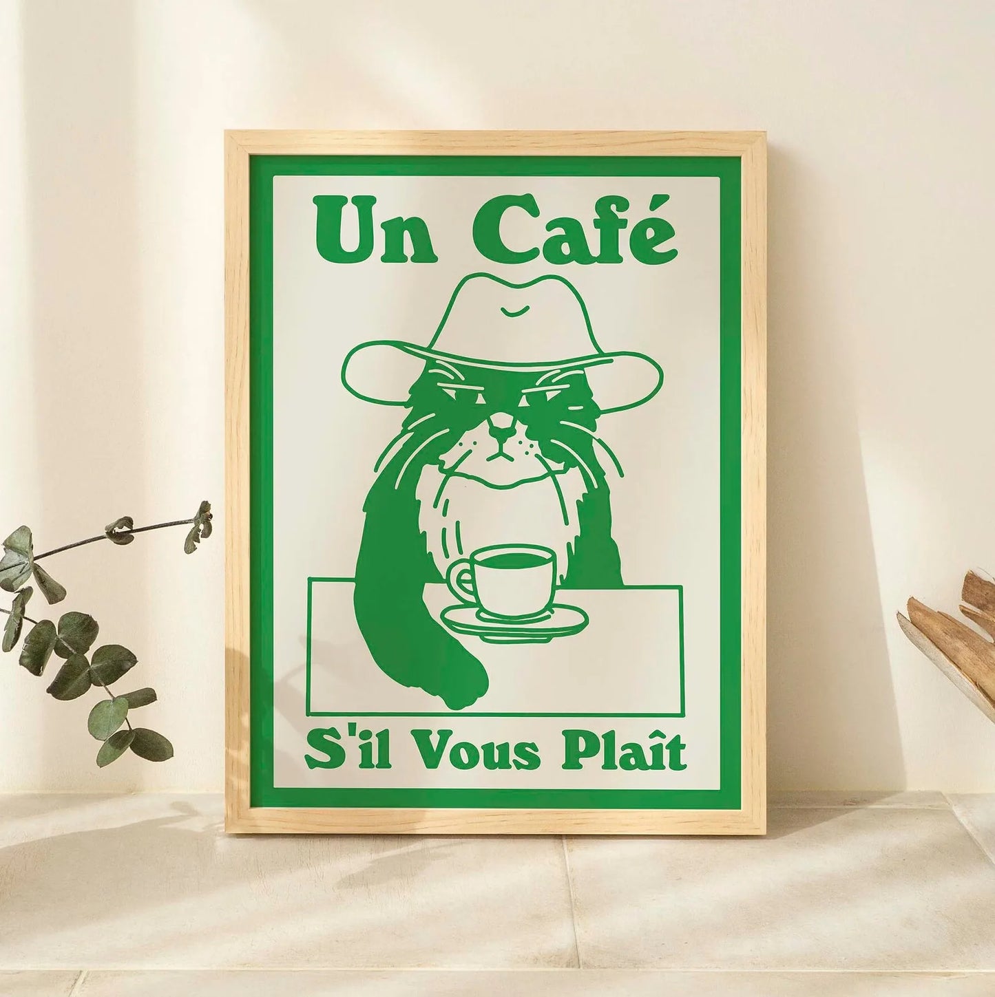 Spaghetti &amp; Espresso Cat Canvas Poster &mdash; Retro Kitchen Wall Art for Caf&eacute; &amp; Home