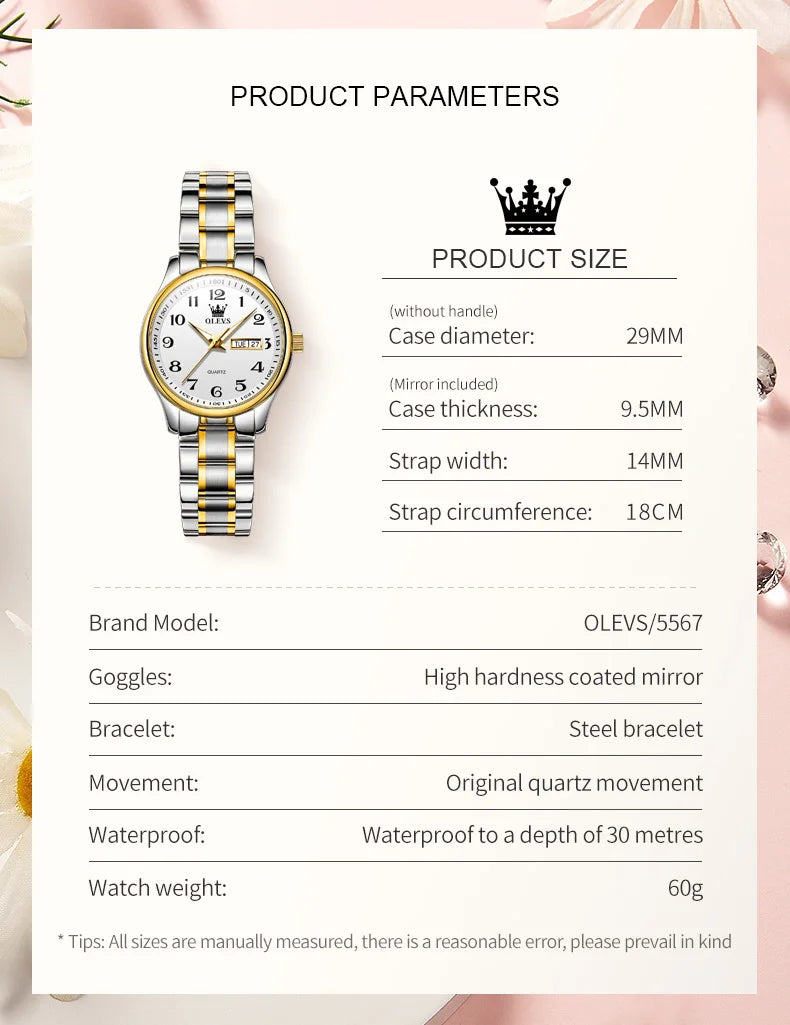 OLEVS Women's Quartz Watch — Fashion Ladies Luxury Wristwatch — view 6 of watches