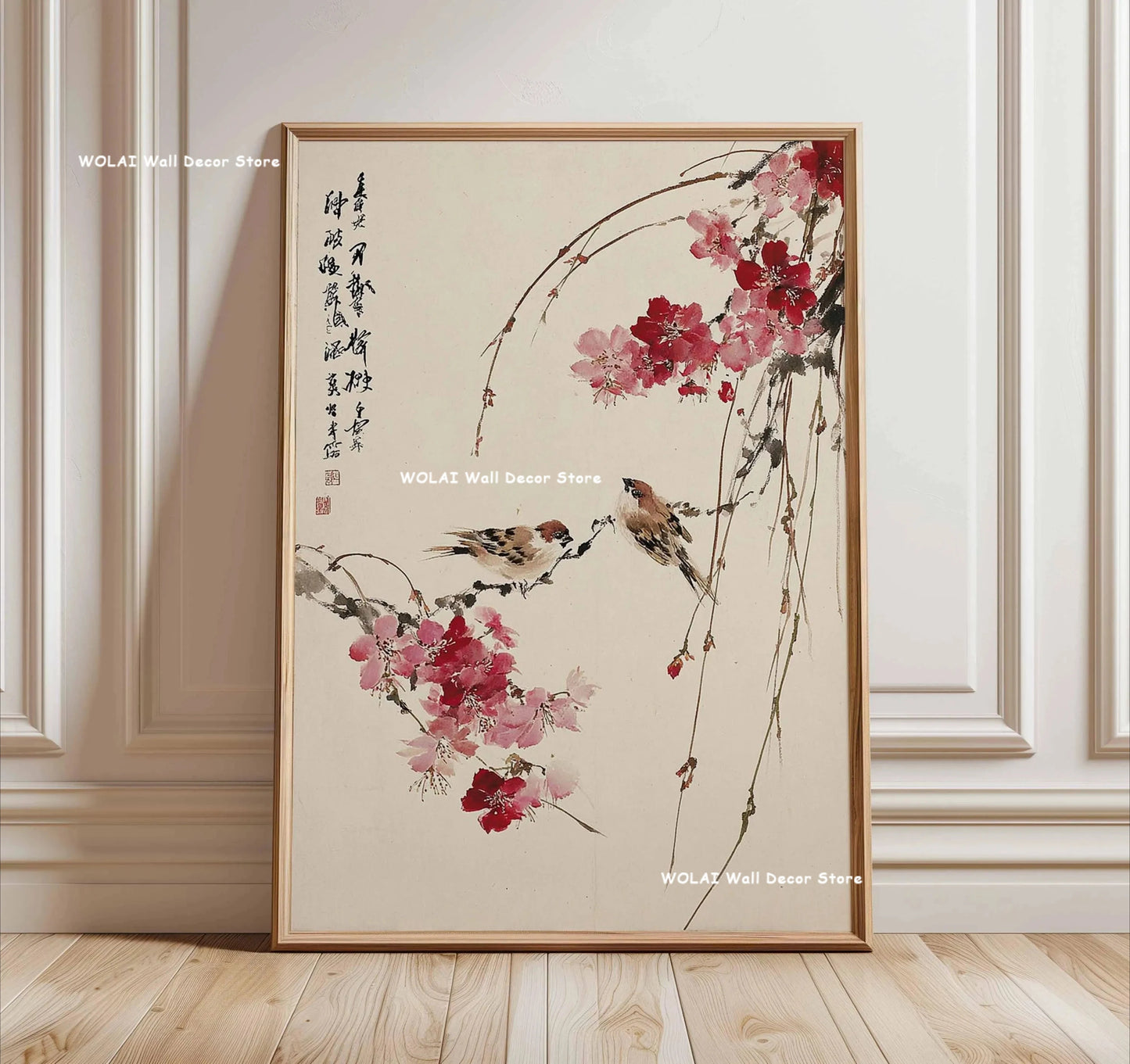 Japanese Forest &amp; Koi Fish Zen Canvas Poster &mdash; Retro Abstract Waves Wall Art for Home