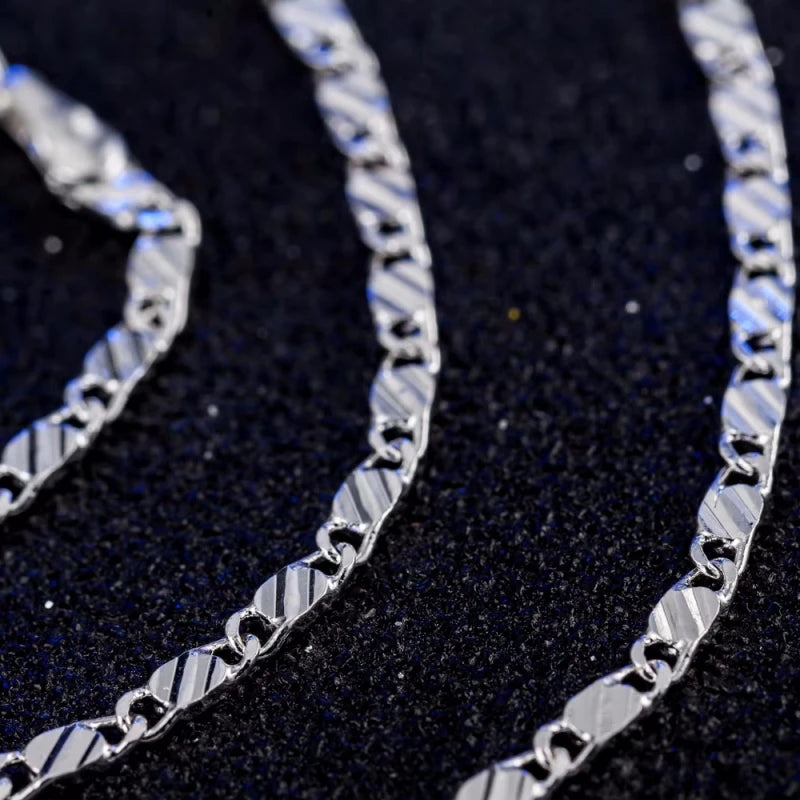 Unisex 925 Sterling Silver Flat Clavicle Chain Necklace — 2mm Luxury Jewelry — view 5 of jewelry