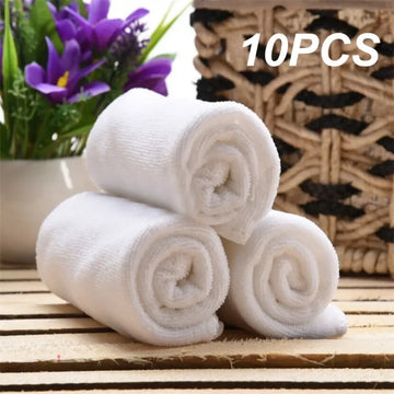 Bath Towels Microfiber 10-Pack — White Hotel Face & Hand Towels Absorbent Multifunctional Cleaning — view 1 of bath & towels