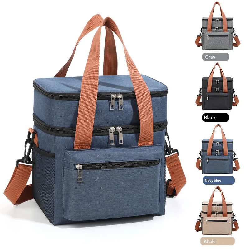 Double-Layer Thermal Lunch Bag - Insulated Crossbody Tote for Meals & Drinks — view 1 of lunch bags