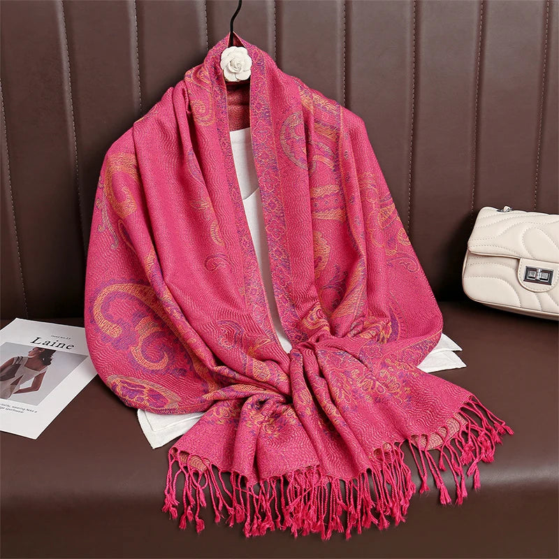 Pashmina Scarf in 58 Signature Shades — Cashmere-Feel Women's Tassel Shawl Wrap Color Stack
