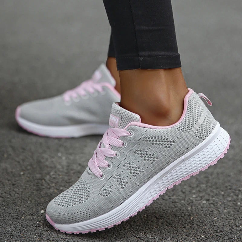 Women's Mesh Tennis Sneakers — Lace-Up Breathable Comfortable Trainers — view 5 of sneakers