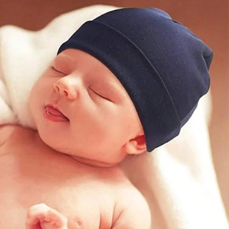 Newborn 100% Cotton Soft Bonnet Cap - Unisex Solid-Color Baby Beanie — view 3 of baby hats