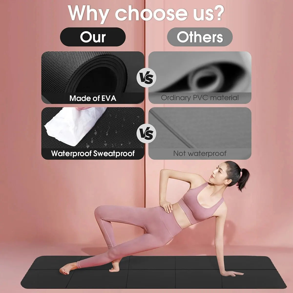 Yoga Mat — 4mm EVA Foam Yoga & Pilates Mat, Cushioned Gym Floor Workout — view 6 of sports & fitness