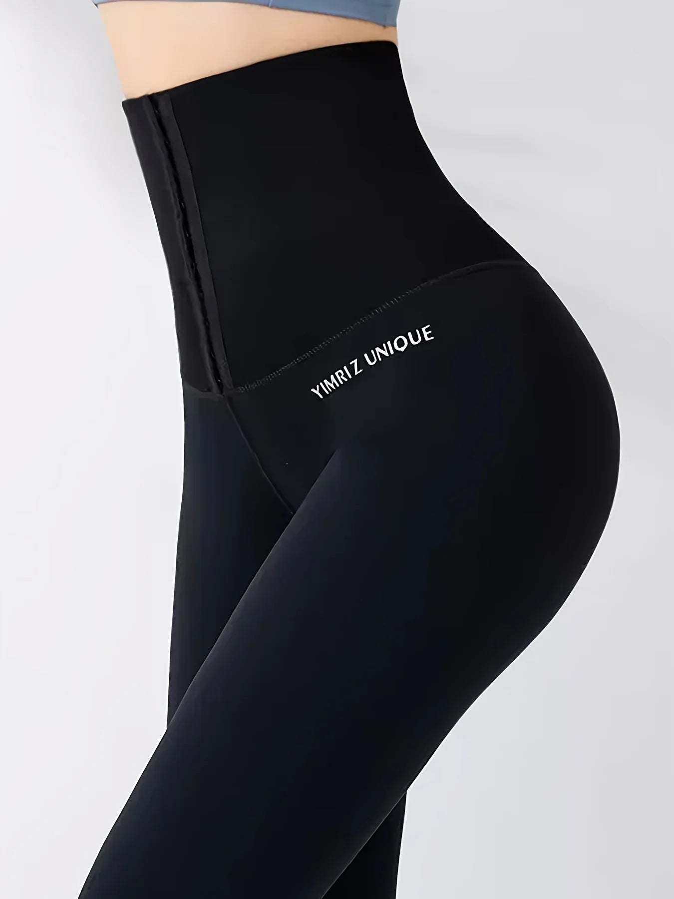 High-Waist Tummy-Control Leggings — Button-Closure Butt-Lifting Stretch Yoga Pants