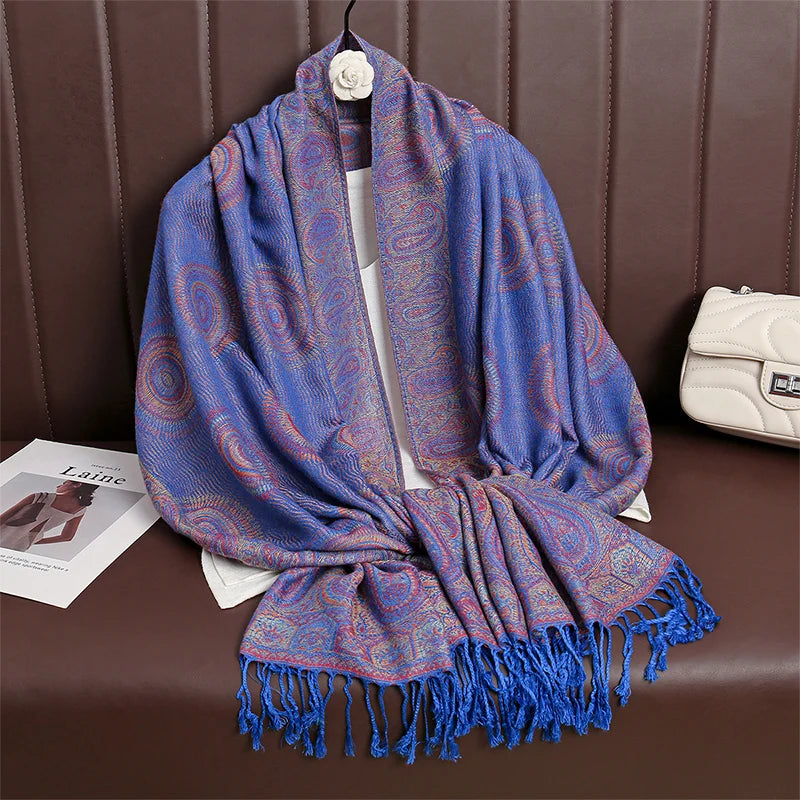 Pashmina Scarf in 58 Signature Shades — Cashmere-Feel Women's Tassel Shawl Wrap Color Stack — view 8 of scarves & wraps