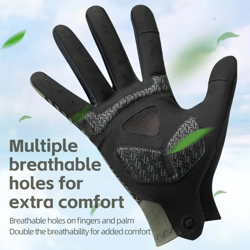 ROCKBROS Cycling Gloves Summer Full-Finger MTB Touchscreen — Breathable Non-Slip Bike Riding Gloves — view 3 of gloves