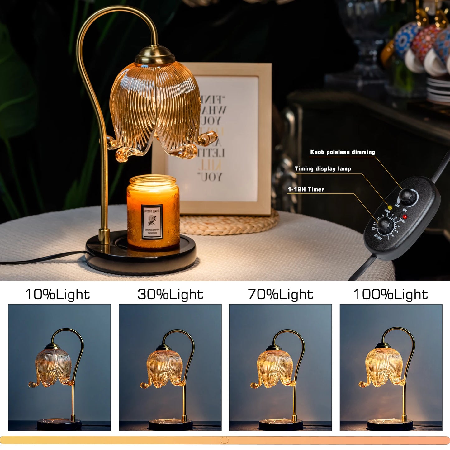 Tulip Flower Candle Table Lamp &mdash; French Retro Warm Atmosphere Bedside Bedroom Lamp — view 4 of lighting