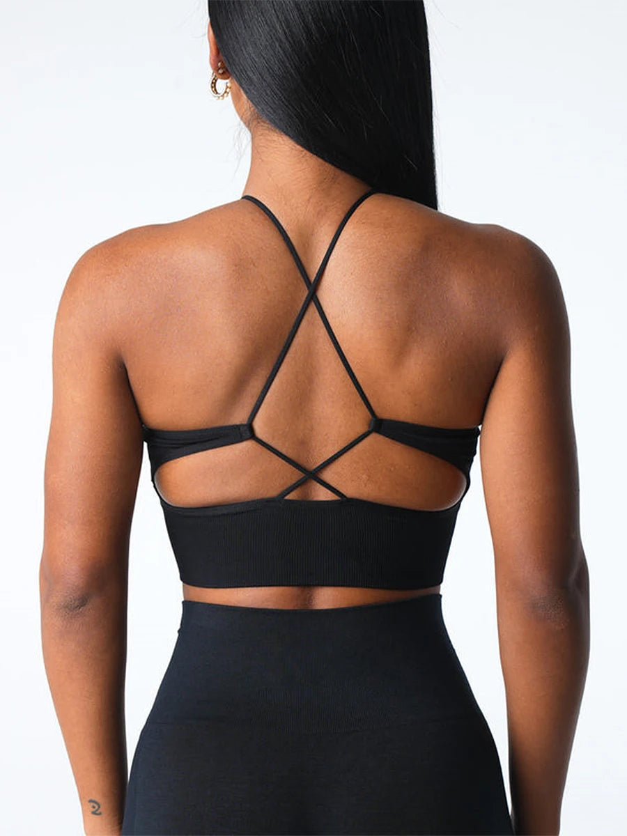 Women&rsquo;s Seamless Sports Bra &mdash; Solid-Color Sleeveless Yoga Workout Fitness Bralette — view 3 of sports bras