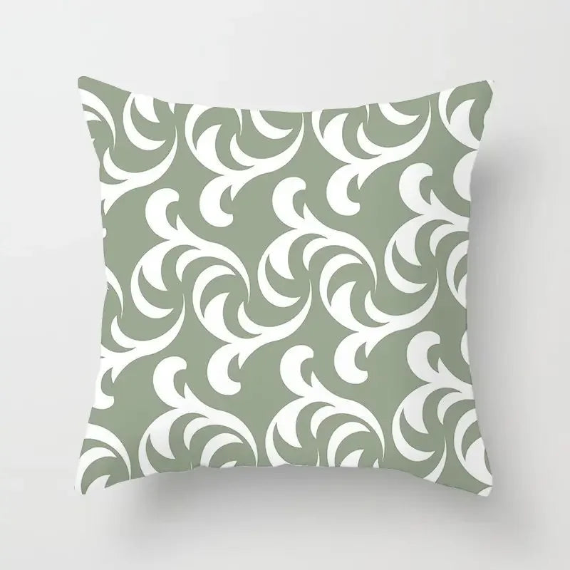 Delicate Green Geometric Pillowcase — Breathable Art-Pattern Cushion Cover for Home — view 5 of cushion covers & pillow cases