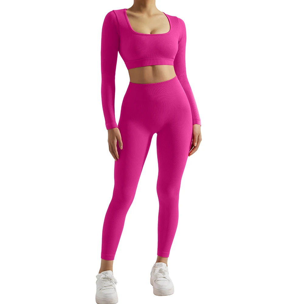Women's Activewear Long-Sleeve Tracksuit Set — Quick-Dry Yoga Gym 2-Piece — view 2 of women's activewear