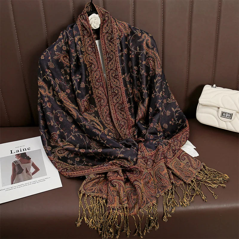 Hijab Scarf Long Pashmina — Lightweight Modest-Fashion Essential Cashmere Shawl Turban Head Wrap — view 11 of scarves & wraps