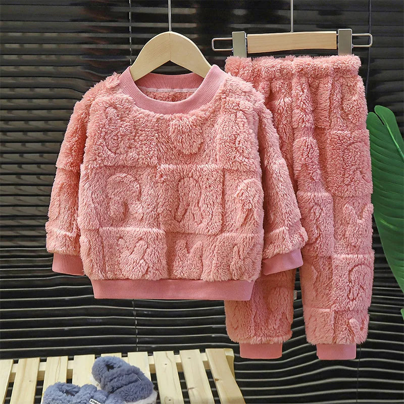 Baby Girl Clothes For Newborns Clothing Sets Autumn Winter Kids Boys Plus Fleece Warm Sweater Tops Pants 2pcs Suit 0-2 Years Old