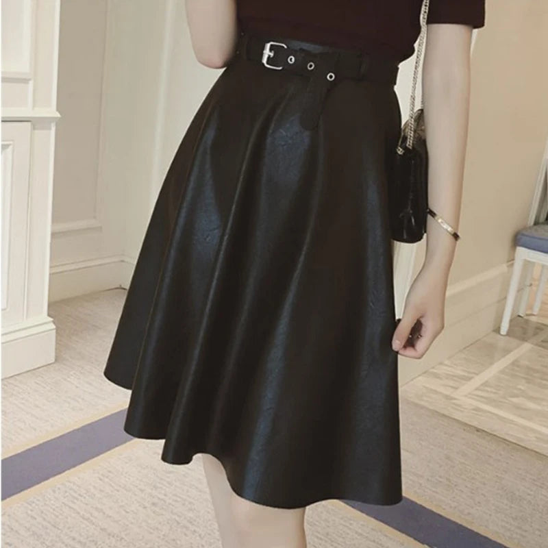 Genuine Sheepskin A-line Skirt Women High Waisted Large Swing Skirt 2024 Fall New Female Brown Short Casual Real Leather Skirt