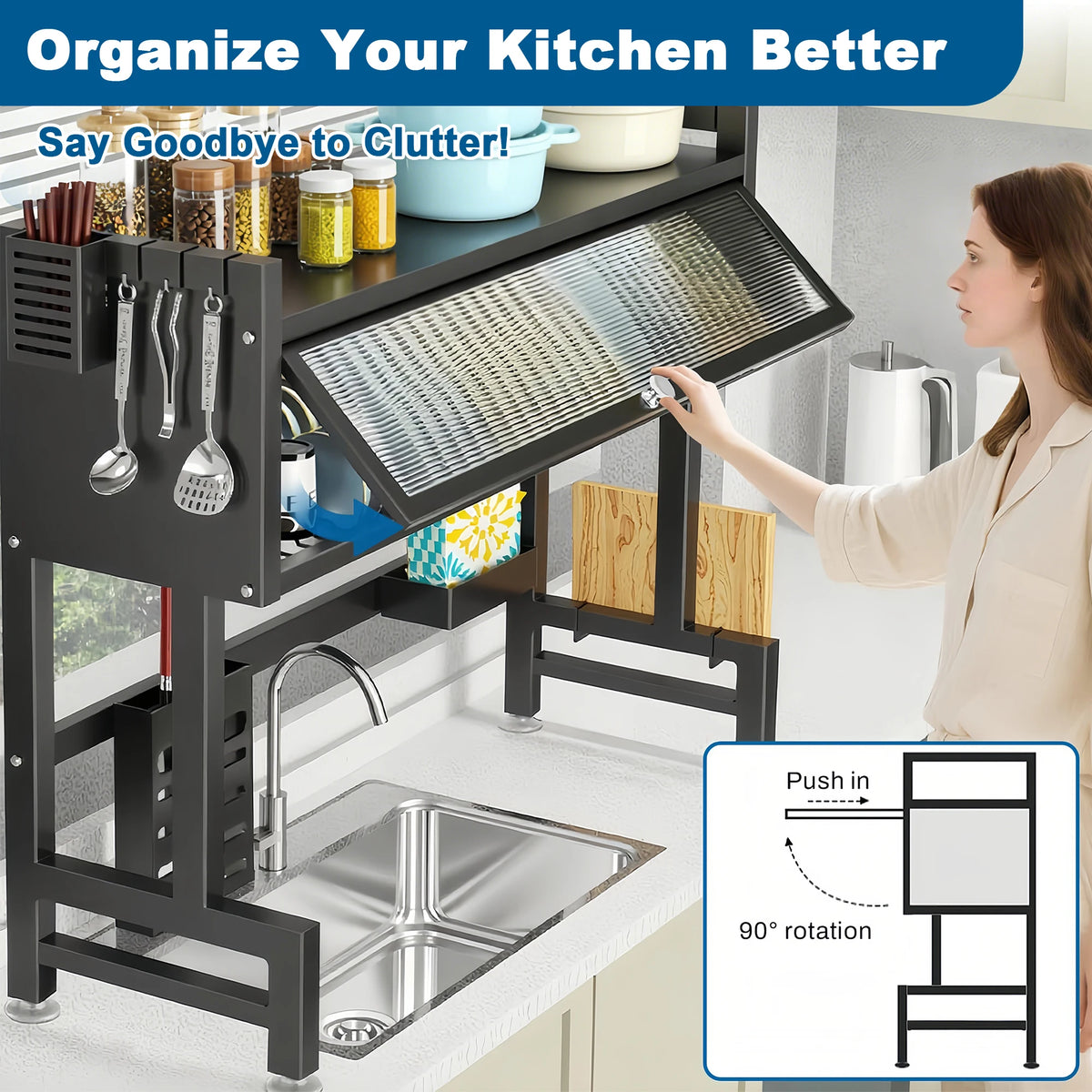 Extra-Long Kitchen Sink Drying Rack, Space-Saving Dish Rack — product photo 6