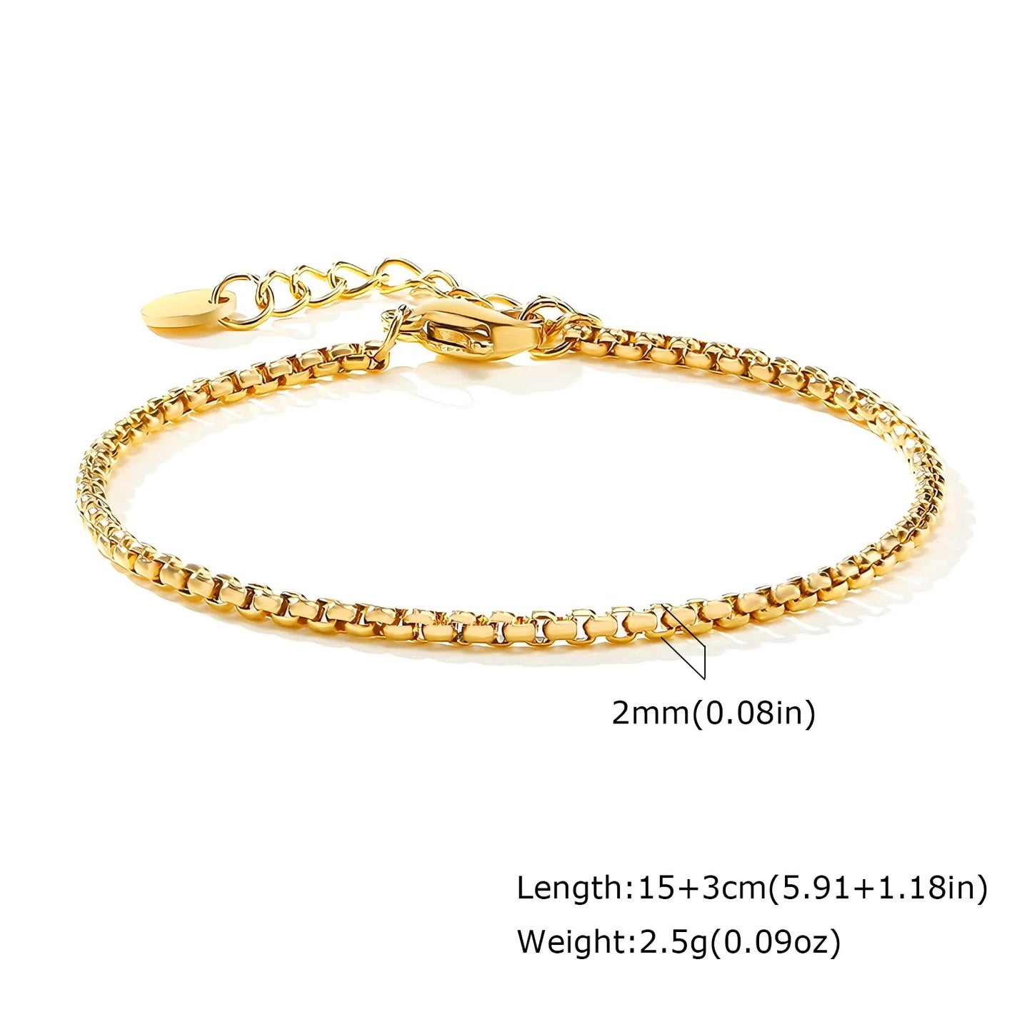 Women's Herringbone Chain Bracelet — Gold Plated Stackable Stainless Steel Jewelry