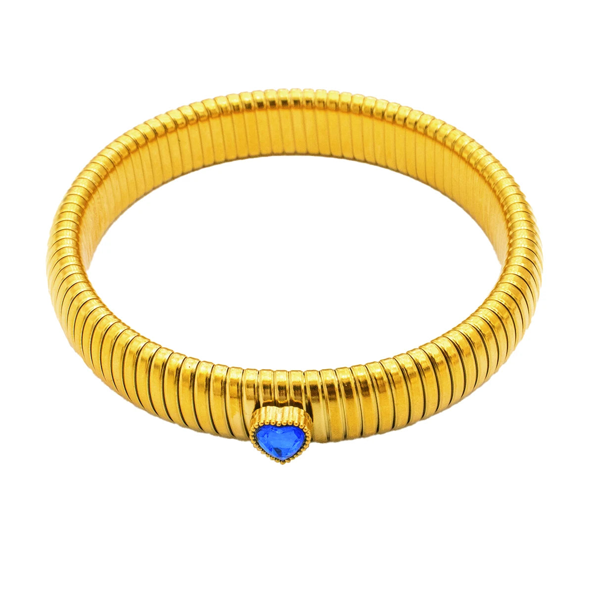 Unisex Waterproof Retro Polished Bracelet — 18K Gold Plated Thick Metal Jewelry — view 12 of jewelry