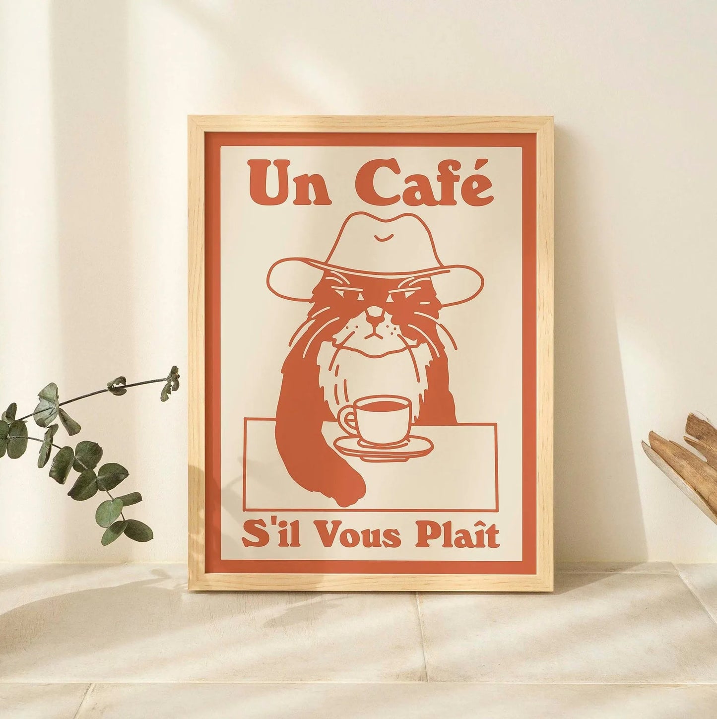 Spaghetti &amp; Espresso Cat Canvas Poster &mdash; Retro Kitchen Wall Art for Caf&eacute; &amp; Home