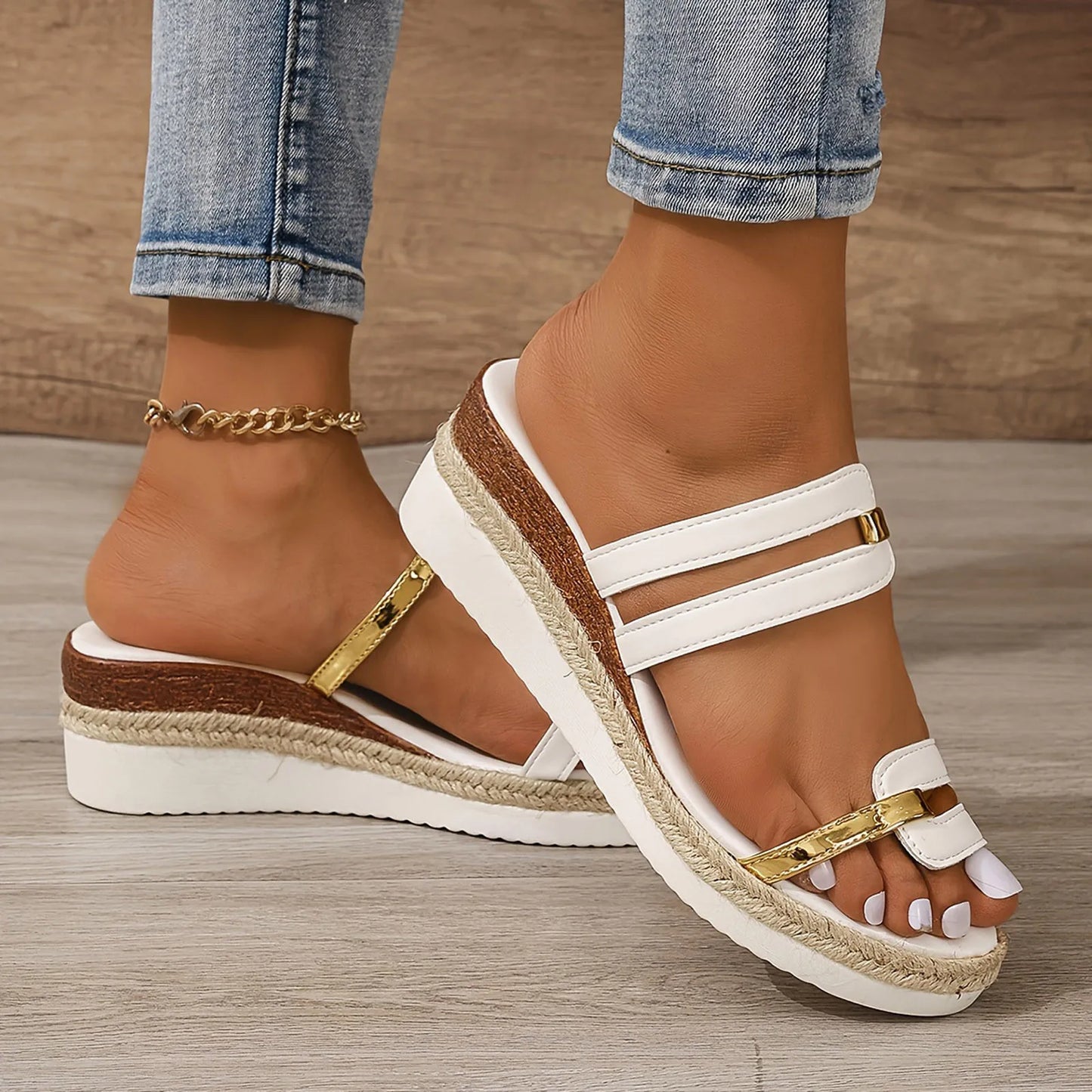 Women's Color-Block Slide Sandals — Cushioned Comfort Summer Slides — view 2 of sandals