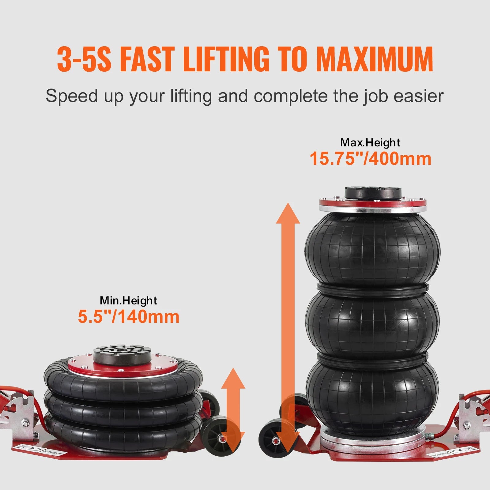 SucceBuy 3/5 Ton Pneumatic Triple Bag Air Jack – Quick Lift Car Repair Jack with Wheels — view 3 of bags & accessories