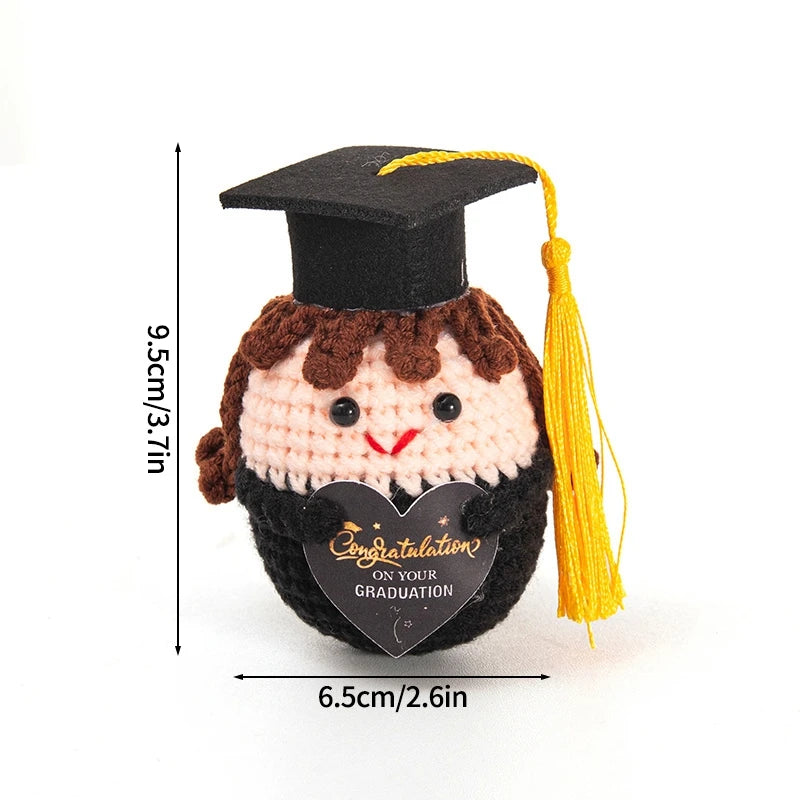 Home Decor Hand-Woven Crochet Ornament — Funny Vegetable Animal Doll with Hugging Card, Positive Energy Desk Accent & Gift