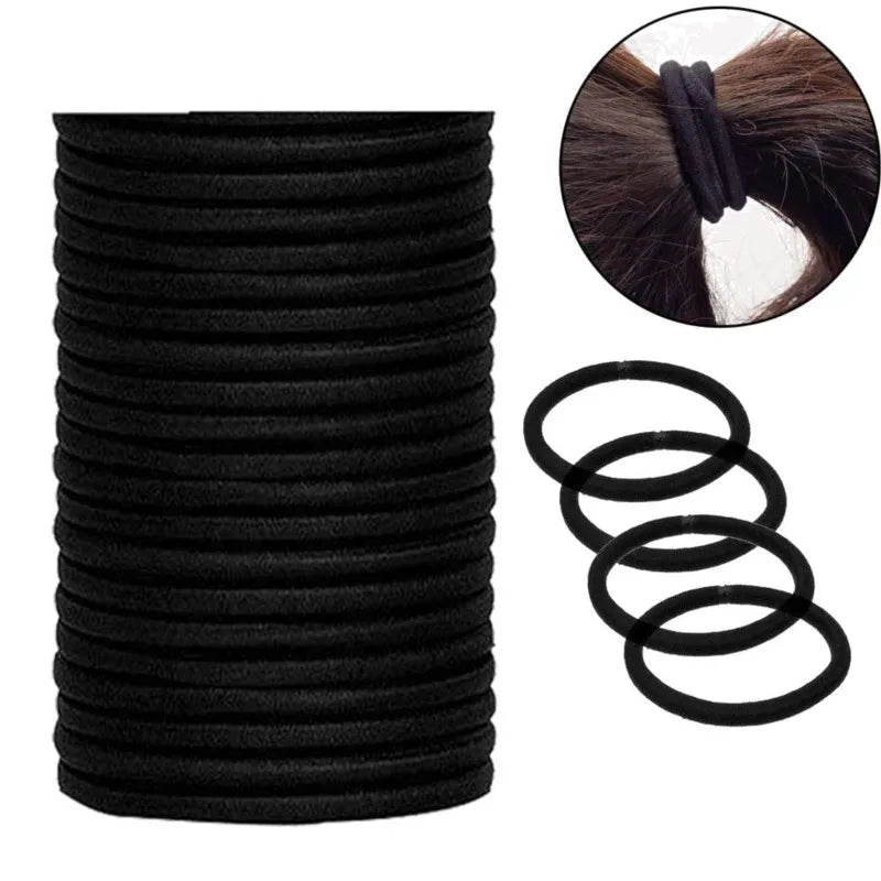10/30/50pcs 4MM Black Ponytail Holder Elastic Hair Bands Scrunchies For Women Men Girl Lady Hairband Leagues Headband Accessory — view 1 of product