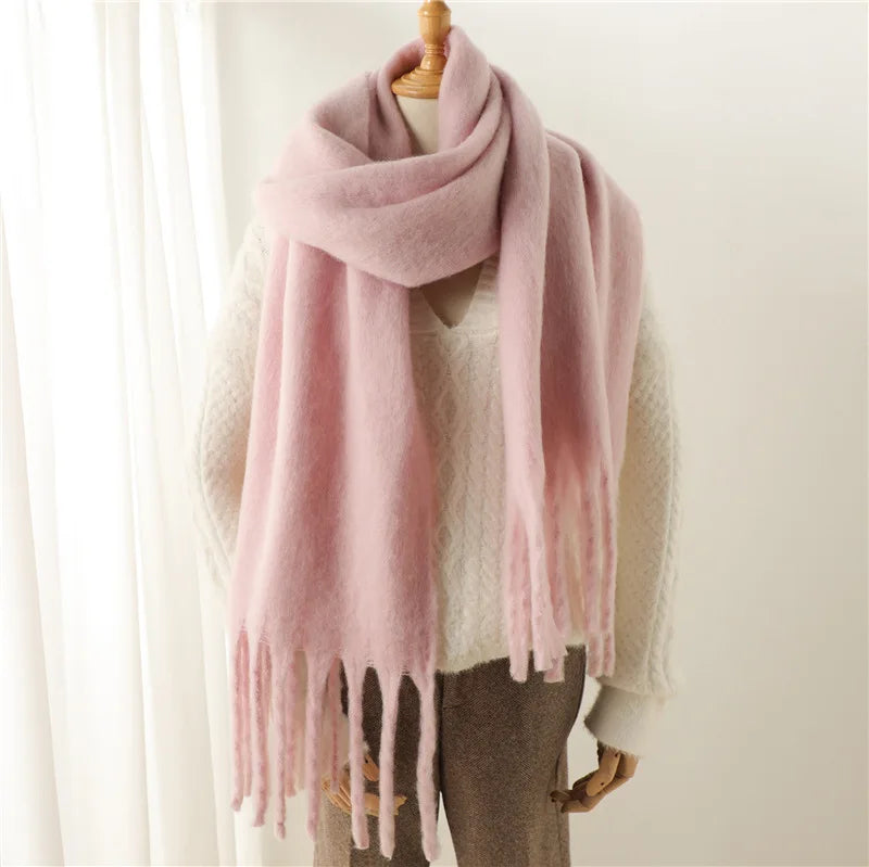 Winter Scarf Women Chunky Tassel — Cashmere Warm Pashmina Blanket Wrap Big Tassel Long Poncho — view 6 of scarves & wraps