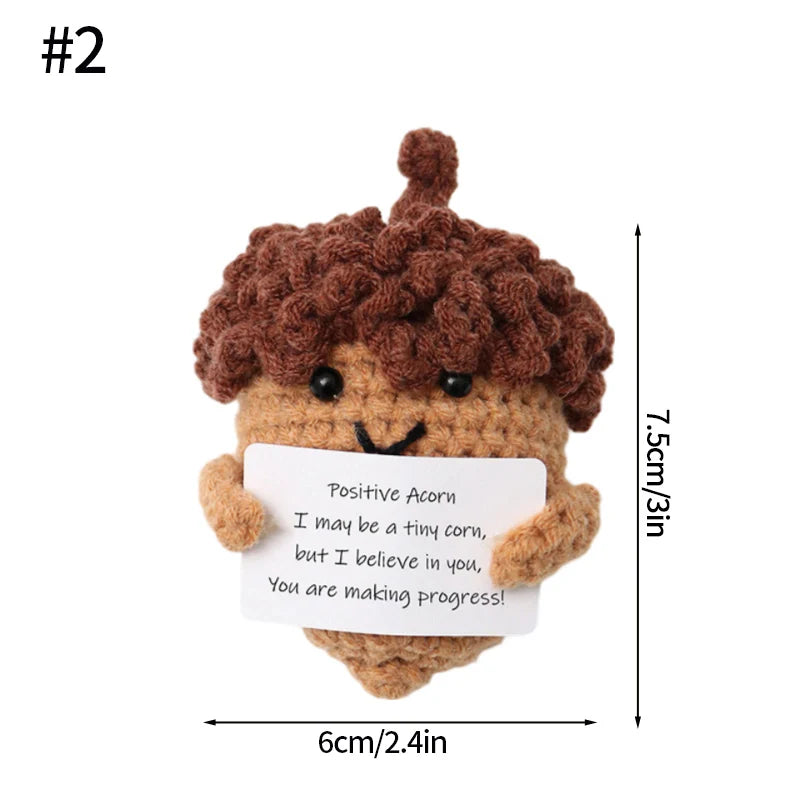 Home Decor Hand-Woven Crochet Ornament — Funny Vegetable Animal Doll with Hugging Card, Positive Energy Desk Accent & Gift
