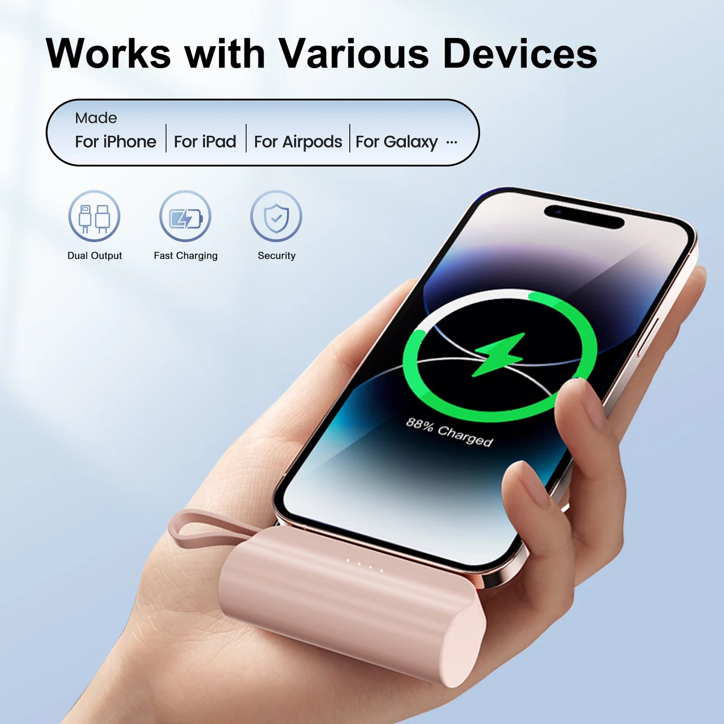 Mini Capsule 4500mAh Power Bank for iPhone 15/16 Lipstick-Sized Dual USB-C — view 5 of power banks