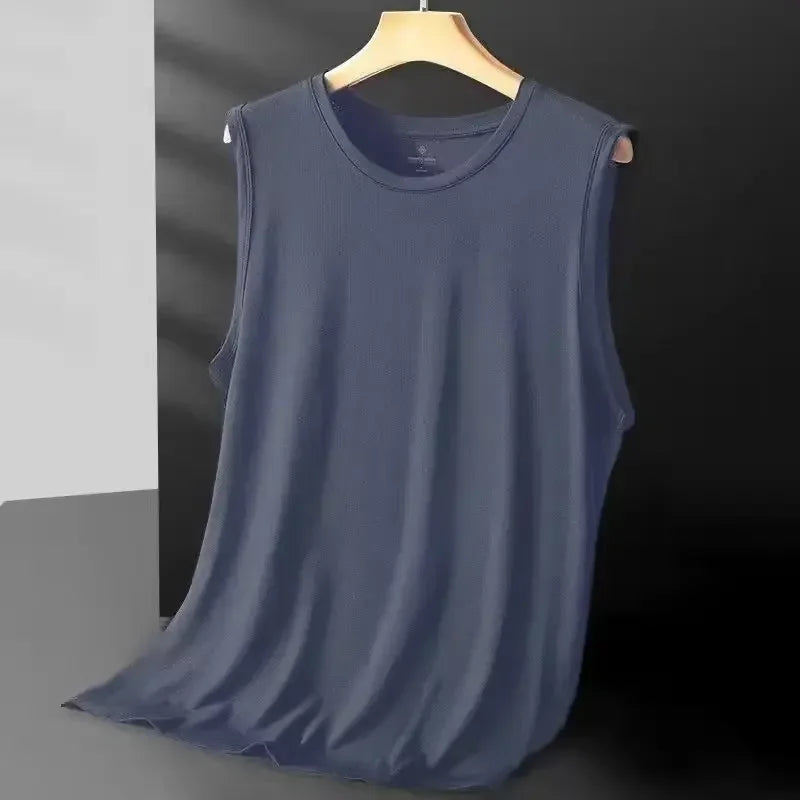 Men's ice silk mesh sleeveless tank vest for summer workouts — view 5