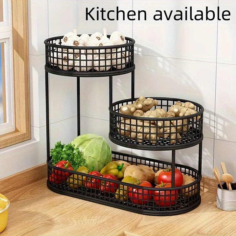 Stainless Steel Multi-Layer Fruit Basket &mdash; Elegant Round Display Rack for Kitchen &amp; Dining — view 2 of dining & tableware