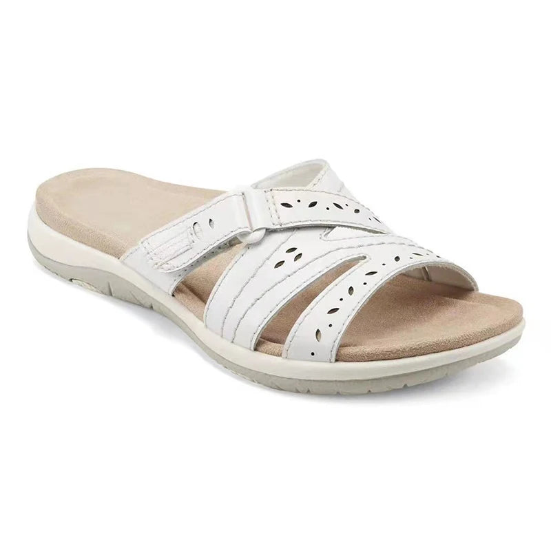 Summer Sandals Hollow-Out Hook-and-Loop Slides — Orthopedic Round-Toe Comfort Sandals — view 7 of summer sandals