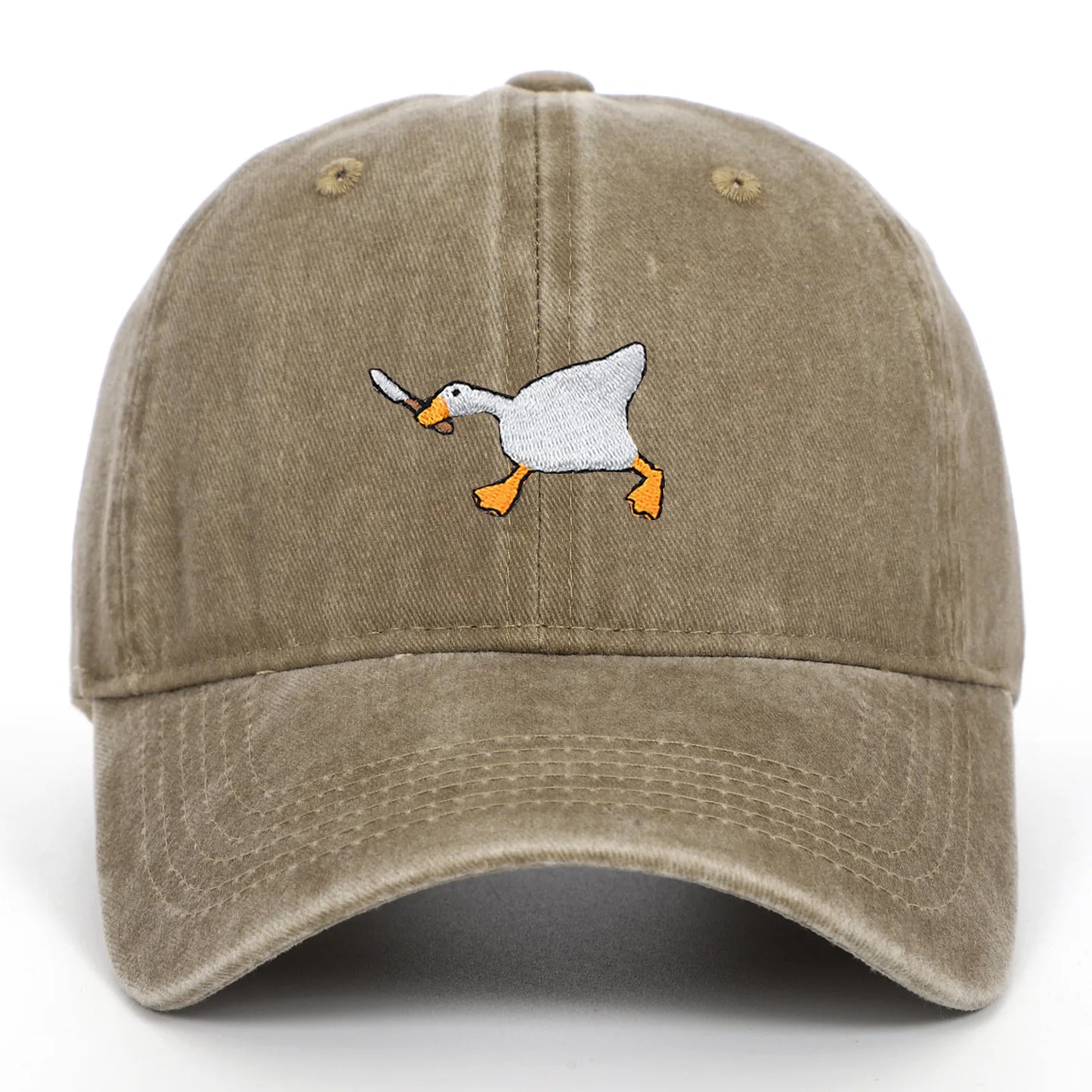 Embroidered Goose Baseball Cap — Quirky City-Style Streetwear Duckbill Casual Fashion Hat — view 1 of hats & caps