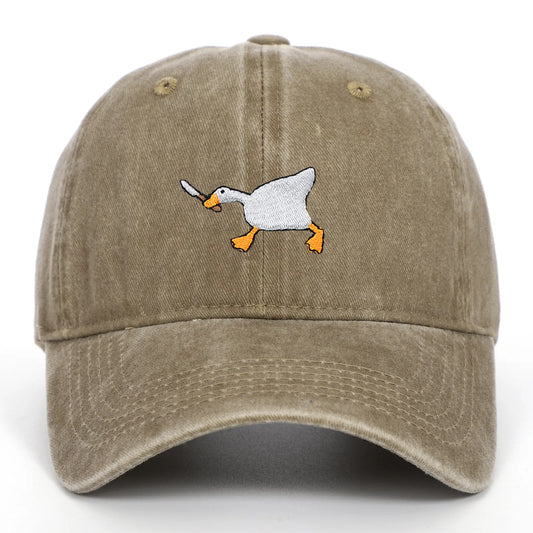 Embroidered Goose Baseball Cap — Quirky City-Style Streetwear Duckbill Casual Fashion Hat — view 1 of hats & caps