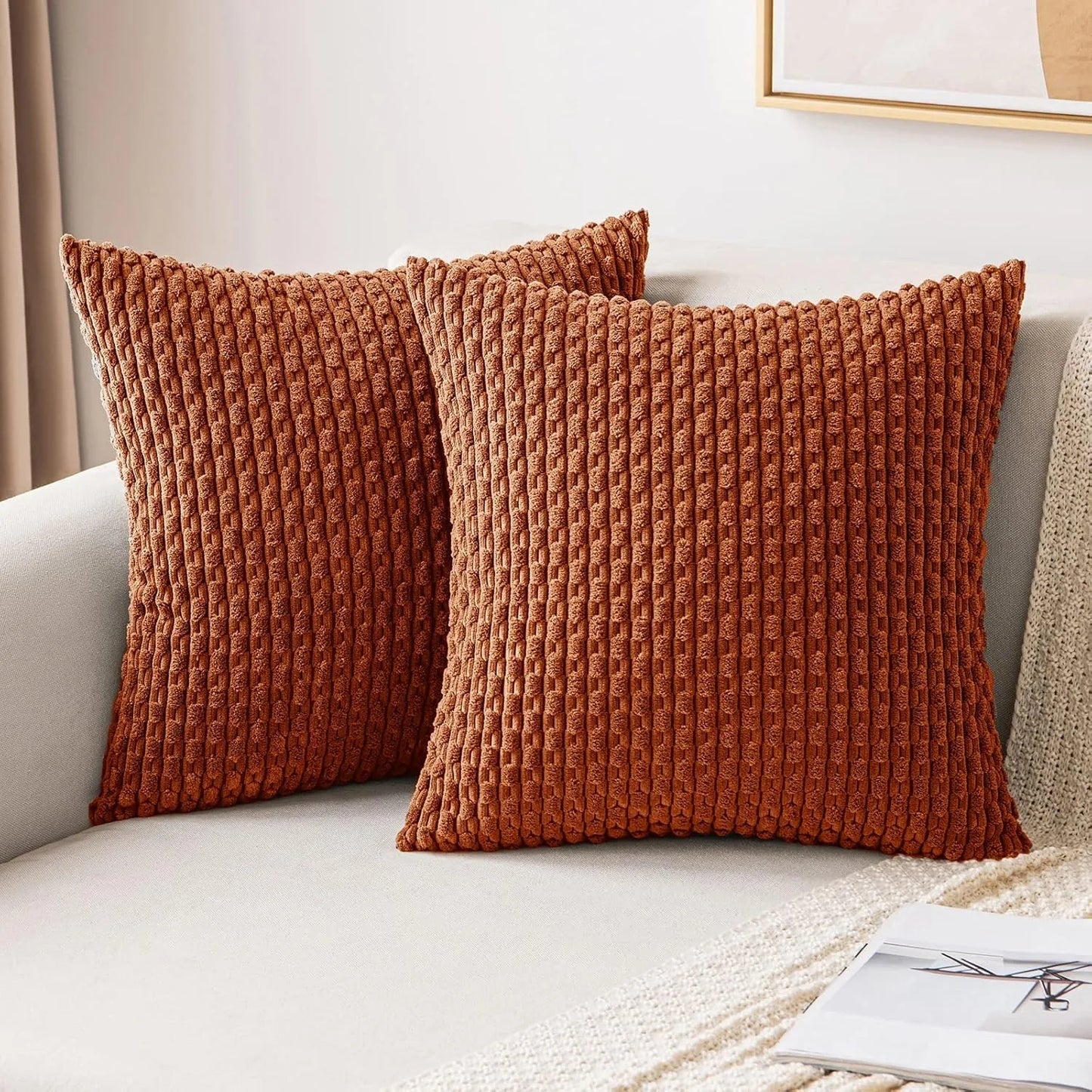 Spring Corduroy Throw Pillow Cover &mdash; 20&times;20 in Farmhouse Boho Striped Cushion Case — view 11 of cushion covers & pillow cases