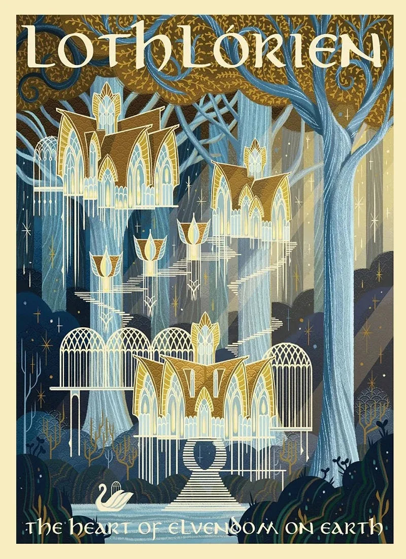 Middle-Earth Travel Canvas Poster &mdash; Vintage Lord of The Rings Fantasy Movie Wall Art — view 7 of wall art & prints