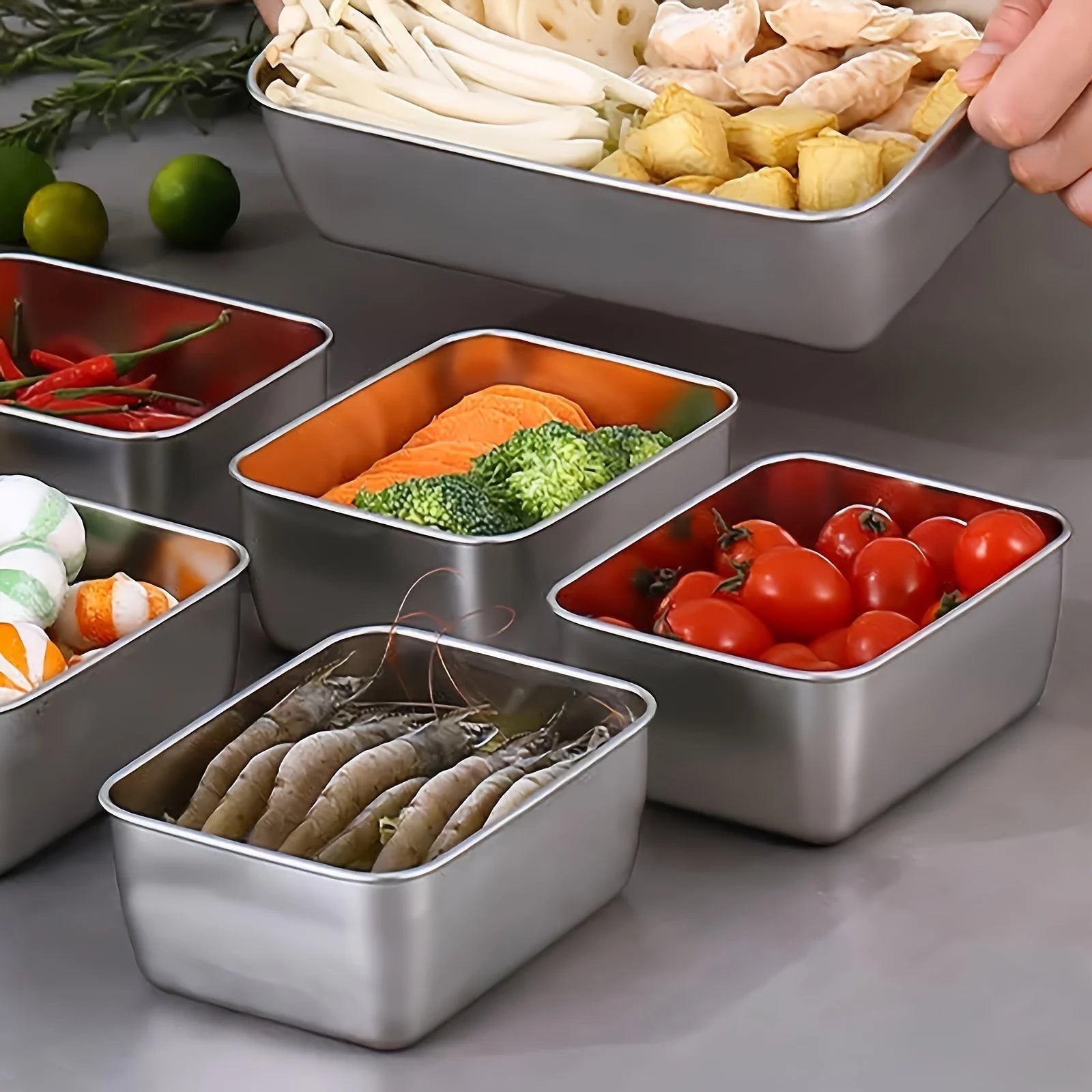 6-Piece Stainless Steel Food Storage Containers Set with Locking Lids Airtight Meal Prep Bento Containers — view 3 of food storage