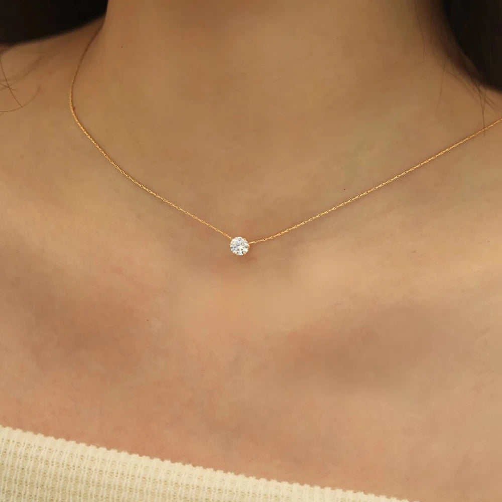 Women's Dainty Zircon Charm Necklace — 18K Gold Plated Anti-Tarnish Jewelry — view 1 of jewelry