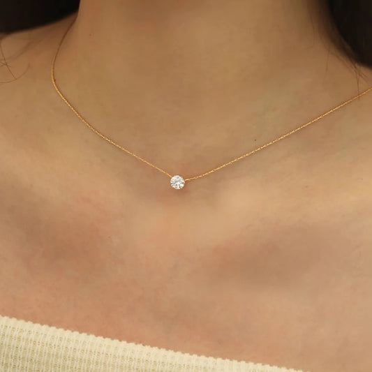 Women's Dainty Zircon Charm Necklace — 18K Gold Plated Anti-Tarnish Jewelry — view 1 of jewelry