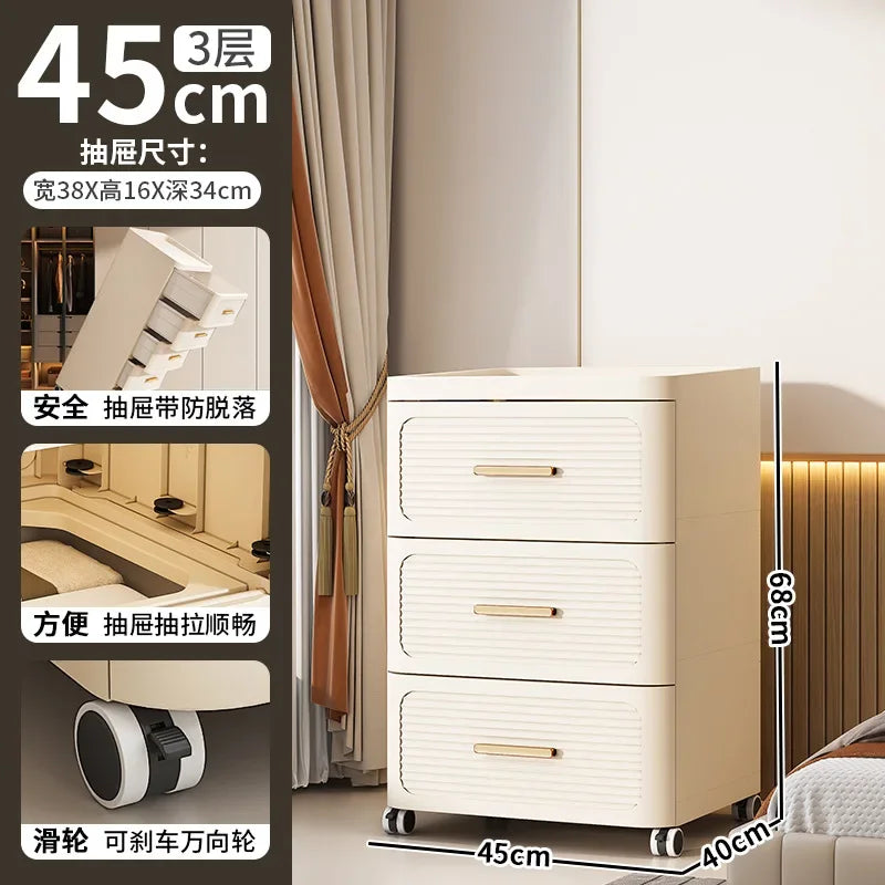 35-55CM Plastic Storage Cabinet with Drawers & Wheels – Multi-Purpose Kitchen & Clothing Organizer