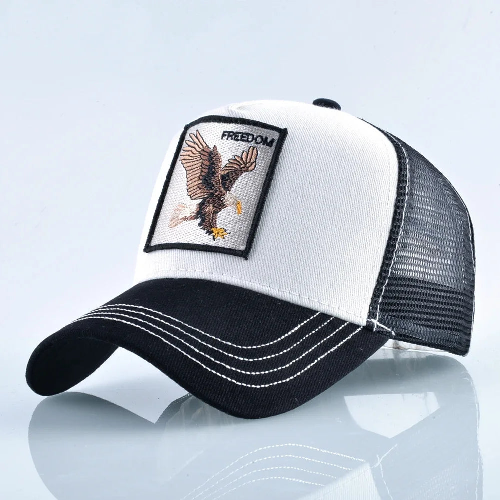 Goat Patch Trucker Cap - Four-Seasons Adjustable Snapback Baseball Hat — view 5 of trucker caps