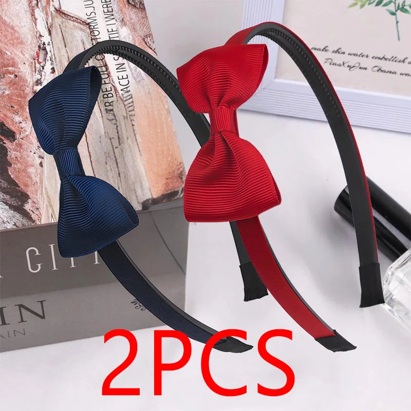 Solid Color Ribbon Bow Baby Hair Band - Summer Headband for Girls