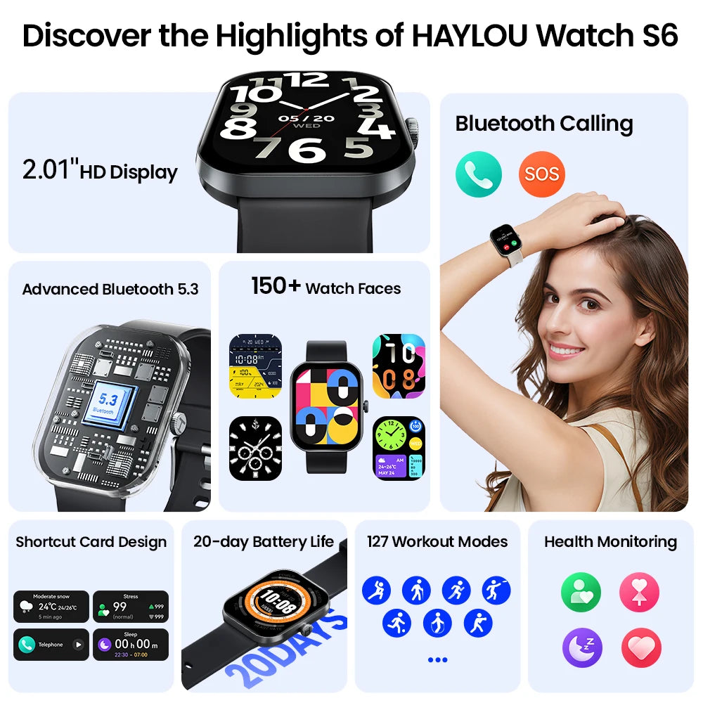 HAYLOU Watch S6 Men's Smart Watch — Voice Calling IP68 Waterproof Health Smartwatch — view 2 of smart watches